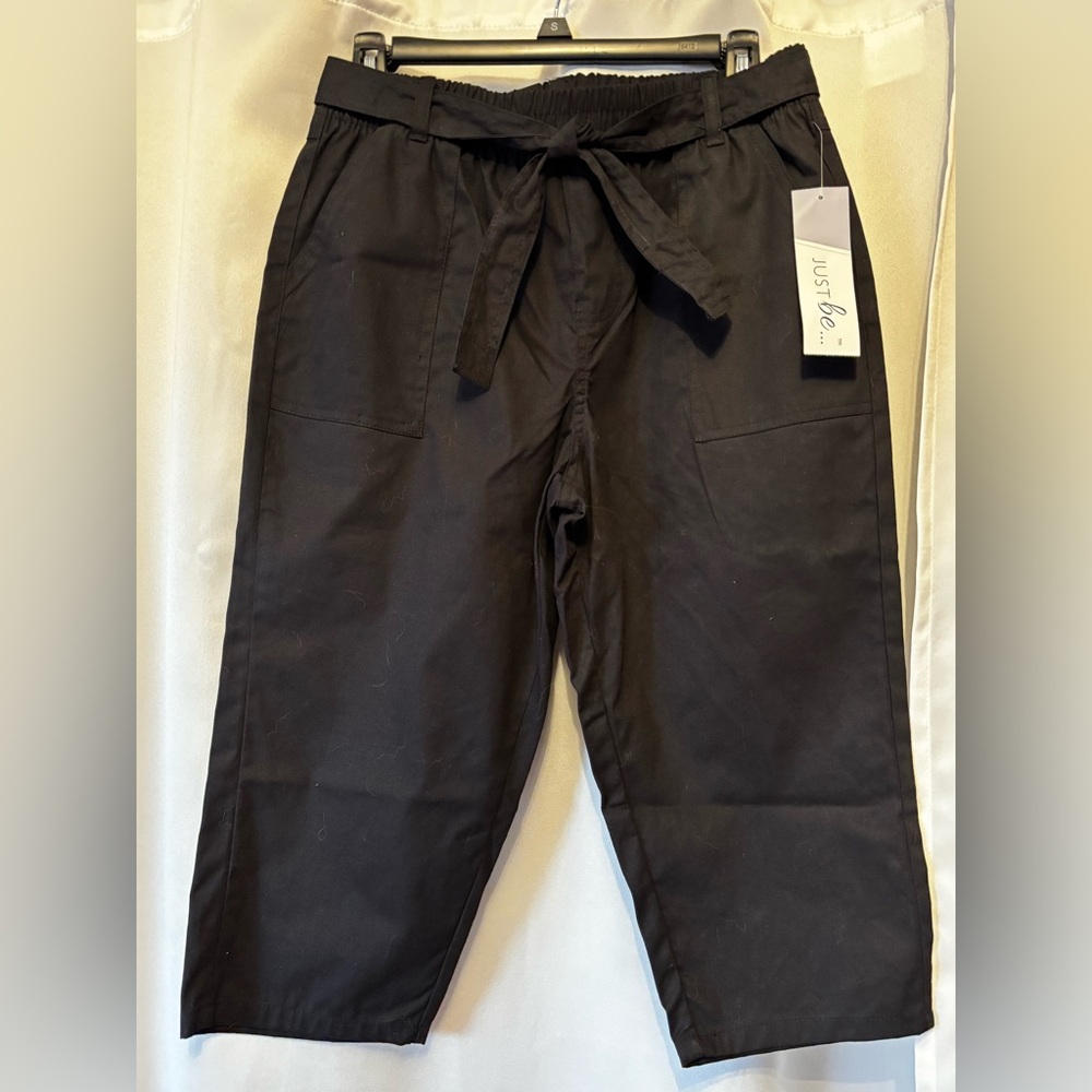 NWT Just Be 💯% Cotton Crop Pants Black: Sz M